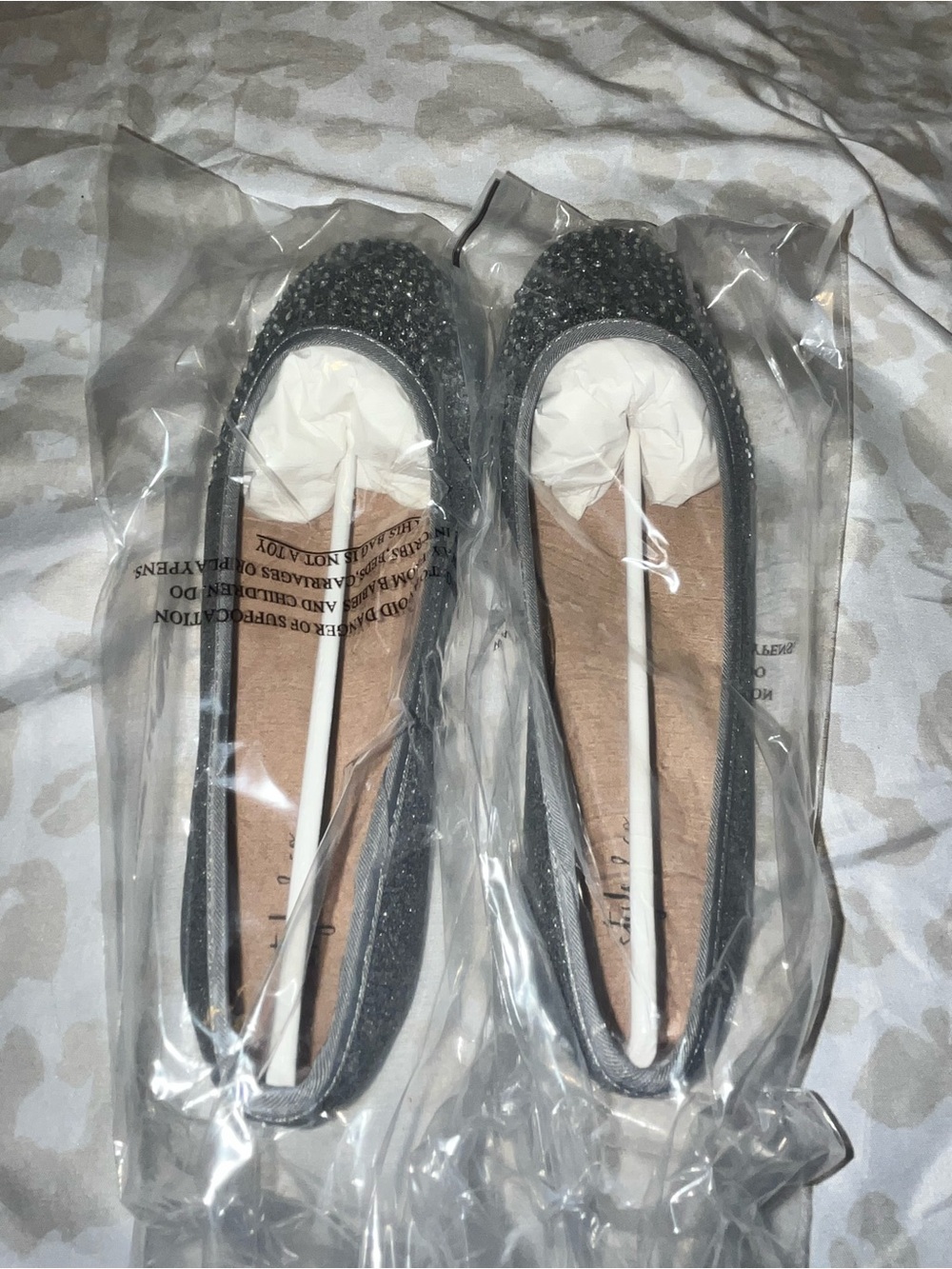 Style & Co. Gray Crystal-Embellished Ballet Flats